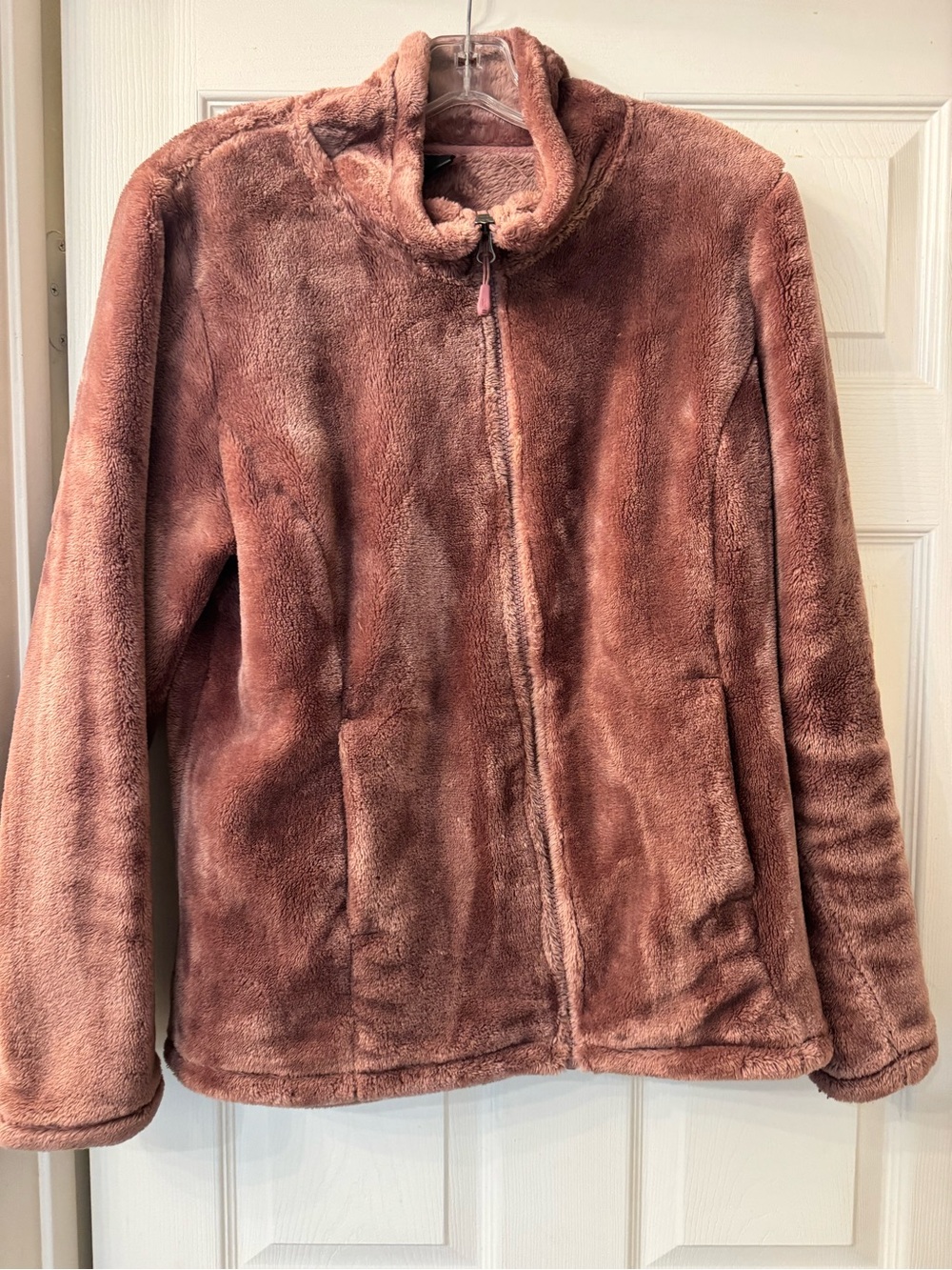 32 Degrees Plush Zip-Up Teddy Jacket in Dusty Rose